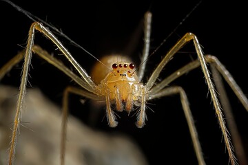 Close-up of a Brown Spider with Red Eyes