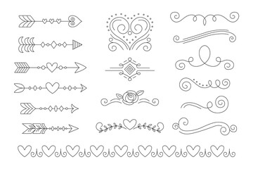 Collection of elegant wedding decoration elements