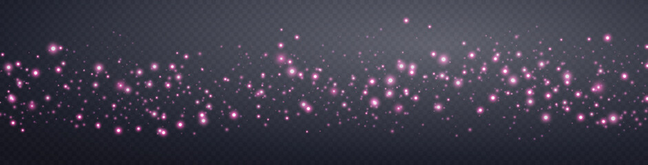 Glow flare light effect. Pink luminous points. Pink glittering dots, particles, stars magic sparks. Vector particles on transparent background. © Elena