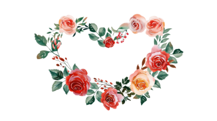 Heart and flowers Gift for your loved. Wreath of roses