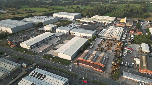 Winsford industrial estate, Cheshire, England, aerial orbit