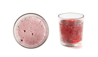 Berry beer isolated, red ale, sweet alcohol drink, craft beer with fruit juice on white