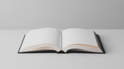 Open Book with Blank Pages on White Surface