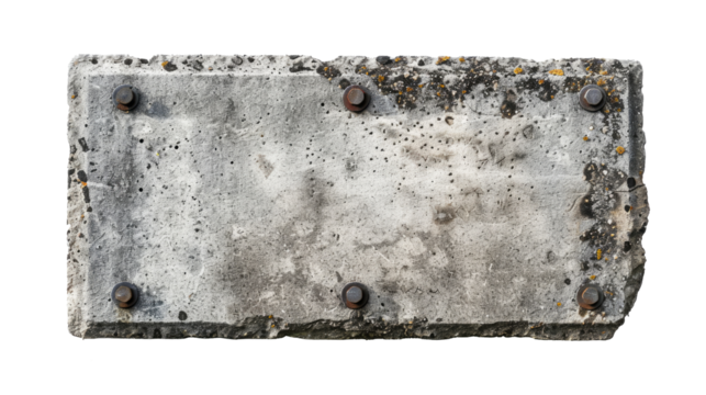 empty antique large square plaque of stone isolated on transparent background