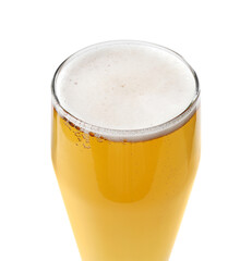 Glass of light beer isolated on white