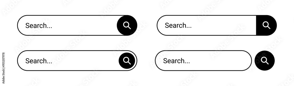 Poster Search bar collection for ui ux design and web site in doodle style. Vector address and navigation form icons. Set of form templates for websites, isolated internet browser window models