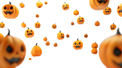 Falling Halloween pumpkin isolated on transparent background