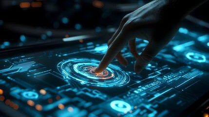 Futuristic Holographic Interface with Gesture-Based Data Manipulation