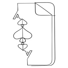 Fototapeta premium continuous line drawing poker cards icon