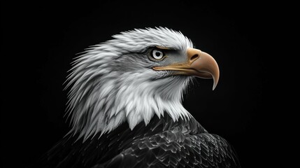 Obraz premium Breathtaking portrait of a majestic bald eagle, its sharp beak and piercing gaze embodying the essence of strength and freedom