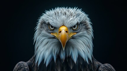 Obraz premium Breathtaking portrait of a majestic bald eagle, its sharp beak and piercing gaze embodying the essence of strength and freedom