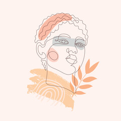 Elegant illustration of woman face in one line style