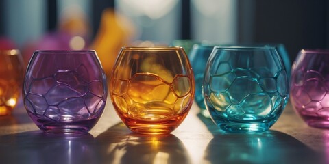 Concept of multicolored glass with shadows.