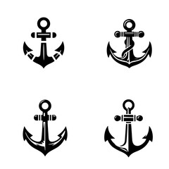 Anchor icon, anchor silhouette, nautical icon on white background