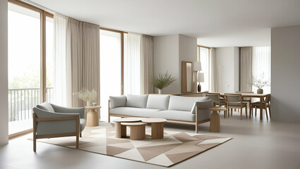 Fototapeta premium Serene Modern Living Room 