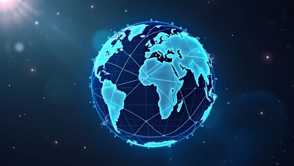 Fototapeta premium 3D Globe with Blue Connections in Atmospheric Background