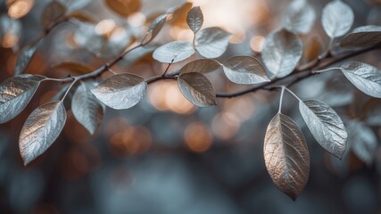 Shimmering silver foliage background for autumn.