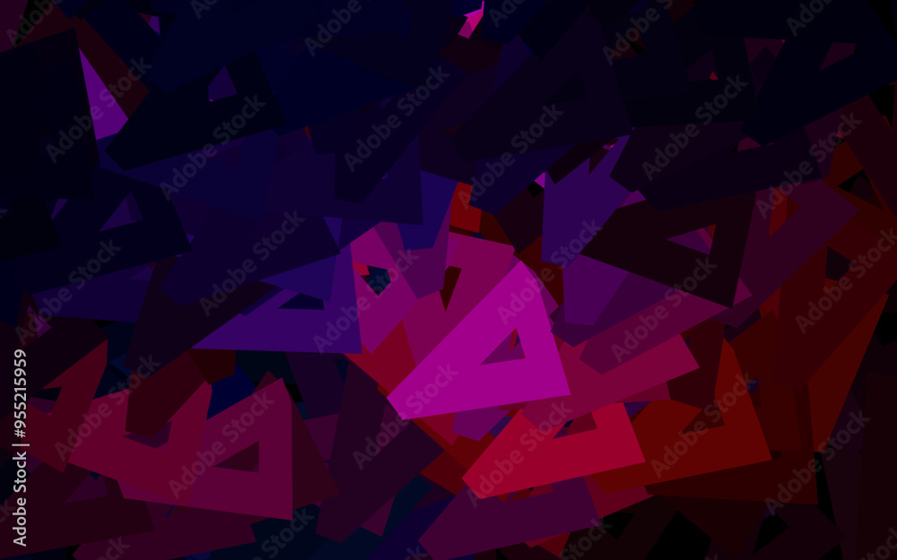 Poster dark pink, red vector texture with triangular style.