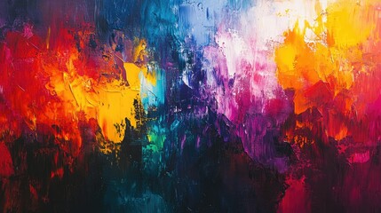 Abstract Colorful Oil Painting with Textured Brushstrokes
