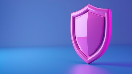Pink shield symbolizing protection and security on a blue background. Modern, vibrant, and minimalistic design.