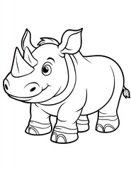 Fototapeta premium Beautiful Rhino Coloring Page, Rhinoceros Colouring Design for Your Corporate Books and Business Graphic Resource or Creative Project, Ai Generative