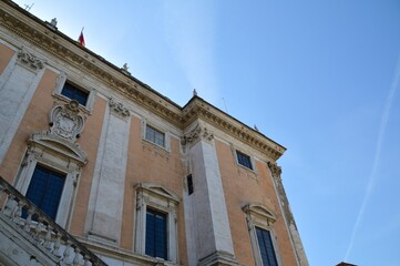 Perspective of the Palazzo Senatorio in the Capitoline Hill, Rome, Lazio, Italy