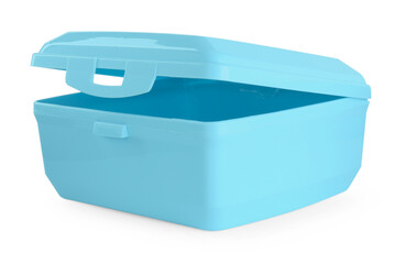 Empty plastic lunch box isolated on white