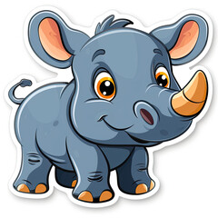 Fototapeta premium Beautiful Colored Stickers with Rhino Design, Rhinoceros Graphic Resource for Creative Project, Ai Generative