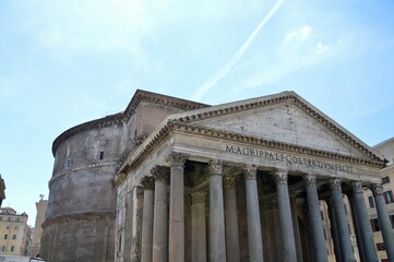 The Pantheon of Agrippa, portico and rotunda facades (Basilica of St. Mary and the Martyrs) Rome, Lazio, Italy