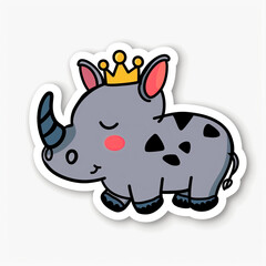 Obraz premium Beautiful Colored Stickers with Rhino Design, Rhinoceros Graphic Resource for Creative Project, Ai Generative