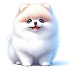 Fototapeta premium 흰 배경, 포메라니안, 애니메이션 아트 (White background, Pomeranian, animation art)