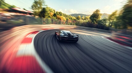 Black Sports Car Cornering on a Race Track