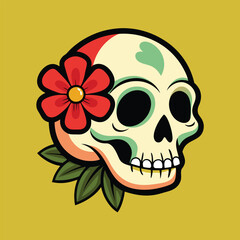 Ornate Skull with Flower Motif