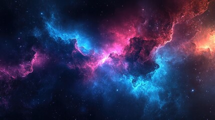 Fototapeta premium Cosmic Nebula with Red and Blue Hues