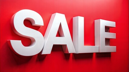 Bold White SALE Text on Red Background Minimalistic Design