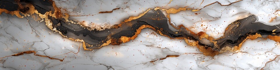 black and white marble with gold veins, decor, skinali, kitchen apron. Marble wall, countertop