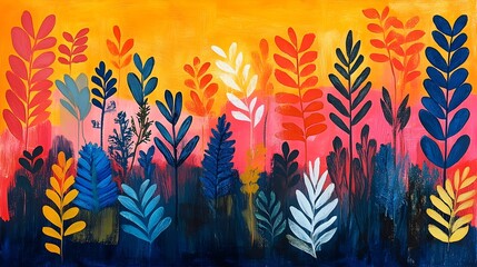 Vibrant Autumn Foliage Landscape with Colorful Leaves and Plants