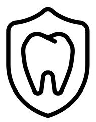 Strong dental shield to protect against tooth decay outline icon.