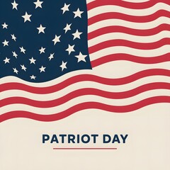 A patriotic illustration of the American flag with the text "Patriot Day" at the bottom. There are stars and stripes patterns in the background.