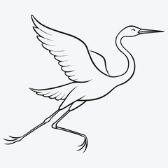 Art & Illustration heron-bird flying.