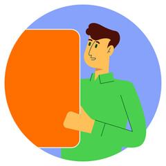 Person Looking at Chalkboard Vector cartoon illustration flat style