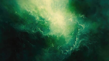 Fototapeta premium Abstract Green and Yellow Swirling Nebula