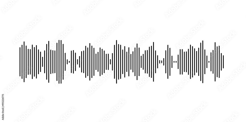 Poster sound wave visualization with parallel vertical lines in dynamic patterns
