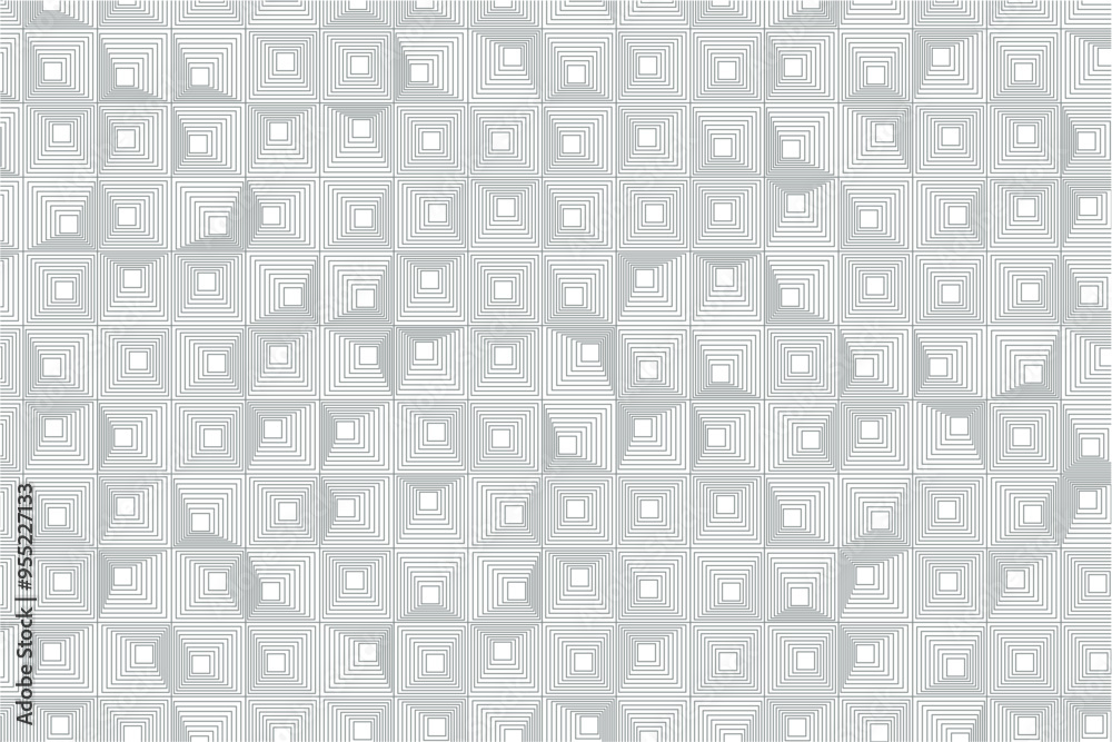 Aufkleber Elegant vector pattern of interconnected nested squares in a minimalist grid formation