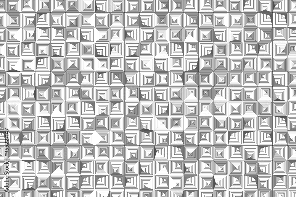 Aufkleber Elegant vector pattern of interconnected nested squares in a minimalist grid formation