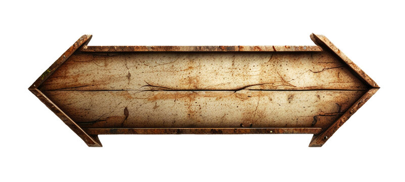 Old iron advertising arrow in different directions, isolated on white and transparent background. PNG.