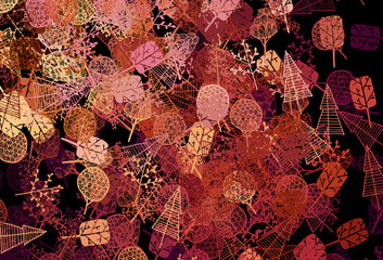 Dark Red, Yellow vector doodle layout with trees, branches.