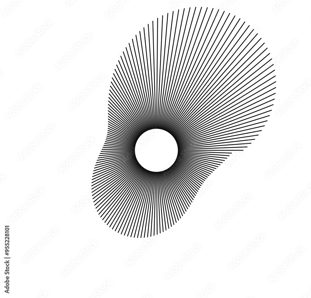 Aufkleber Radial sound waves in a dynamic circular design, illustrating the flow of audio energy.