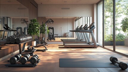 Dumbbells in gym, fitness club