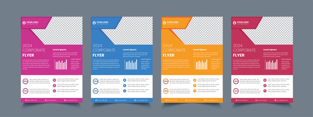 a bundle of 4 templates, abstract business flyer, vector template design in A4 size. perfect for creative professional business. brochure, cover, poster, annual report, flyer